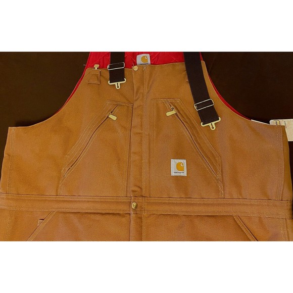 Carhartt Brown 48/32 Duck Bib Overall Double Knee Quilt Lined R38 NEW *Read - Picture 8 of 9